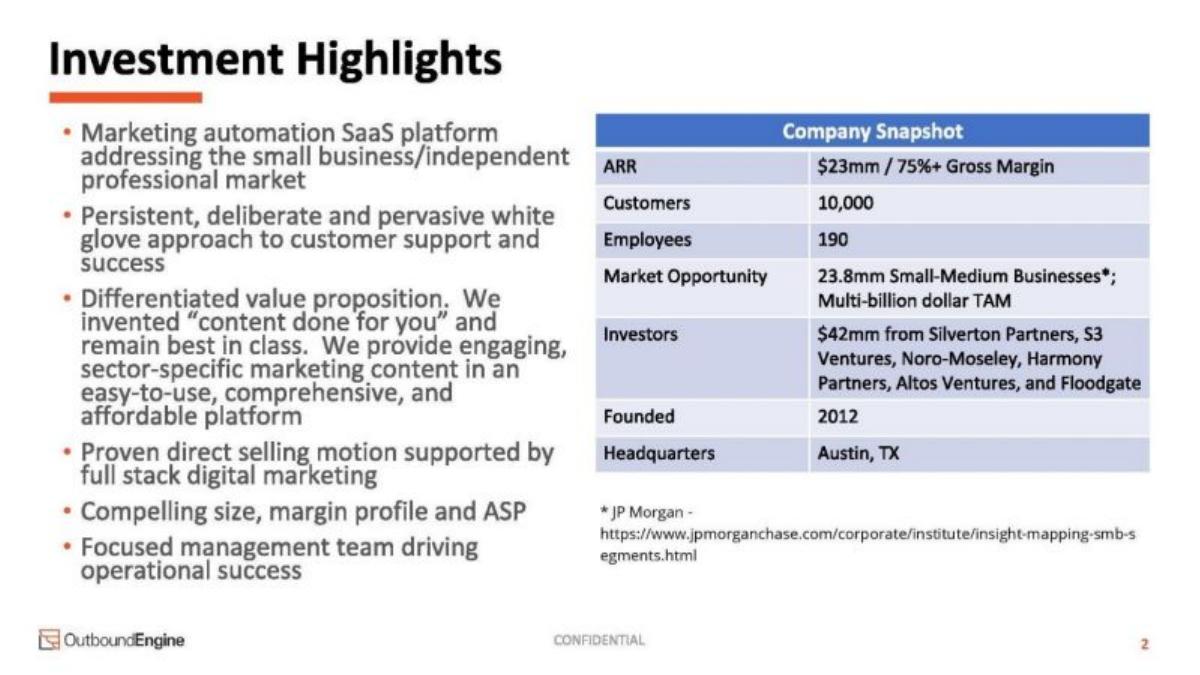 OutboundEngine pitch deck slide 2 of 21