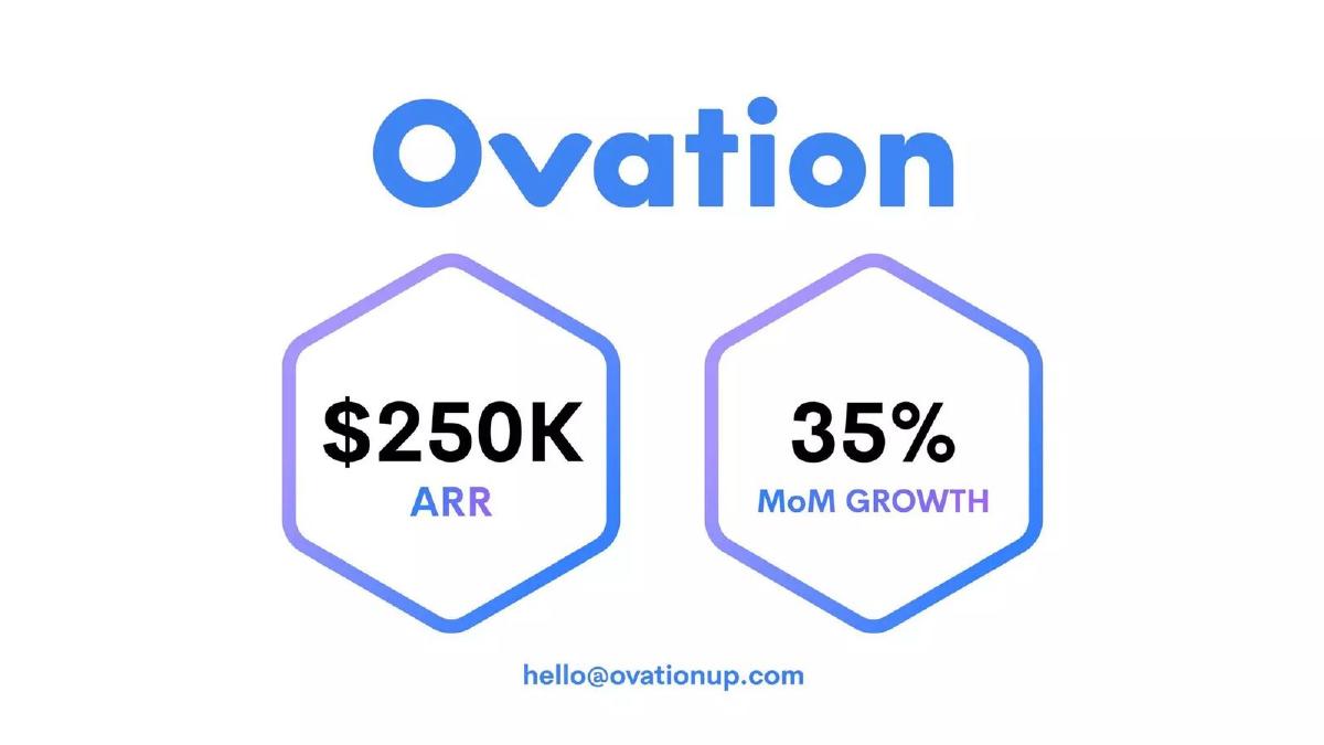 Ovation pitch deck slide 2 of 14
