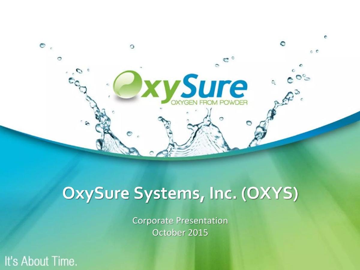 OxySure Systems pitch deck slide 1 of 46