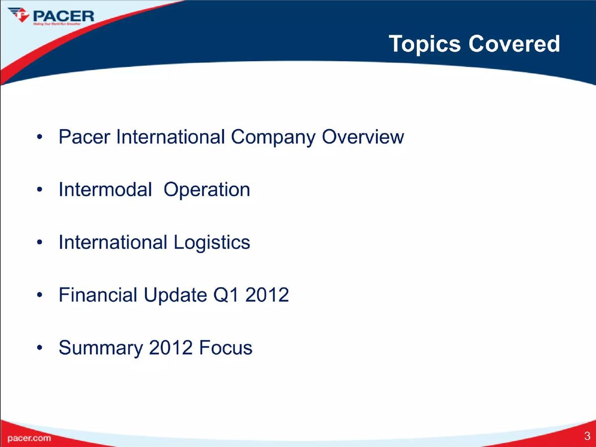 Pacer International pitch deck slide 3 of 33