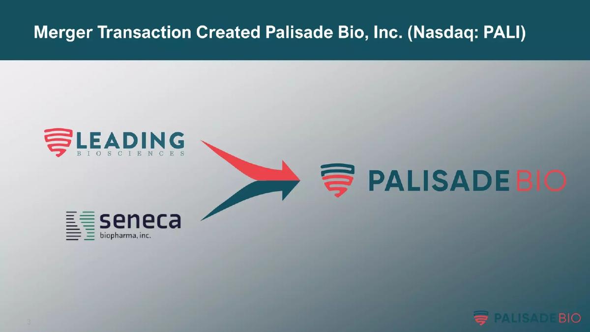 Palisade Bio pitch deck slide 3 of 37