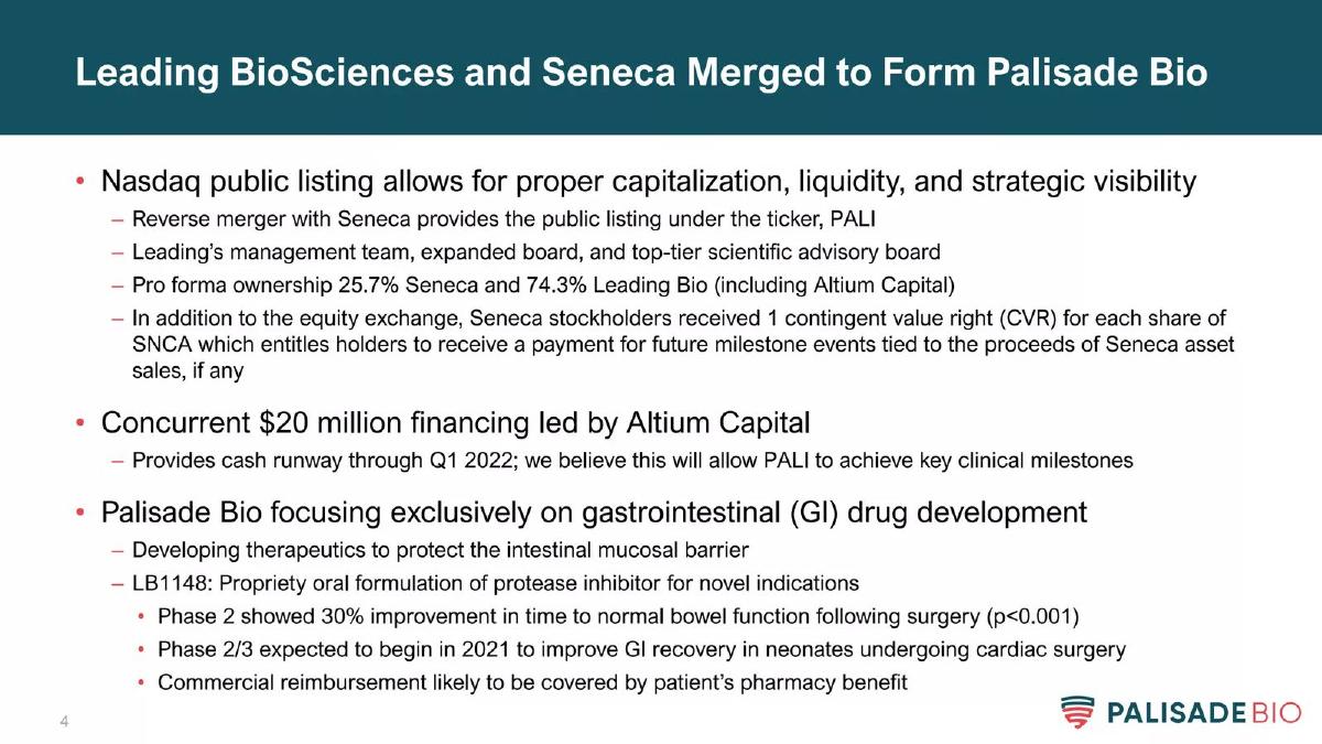 Palisade Bio pitch deck slide 4 of 37