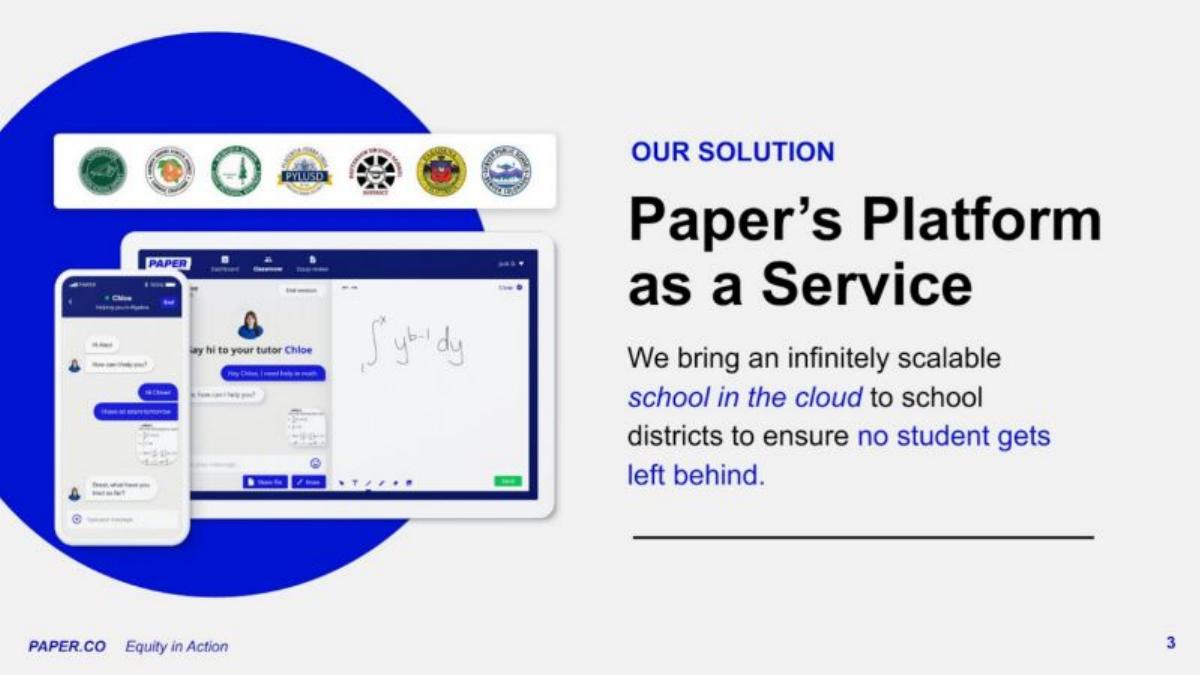 Paper pitch deck slide 3 of 16