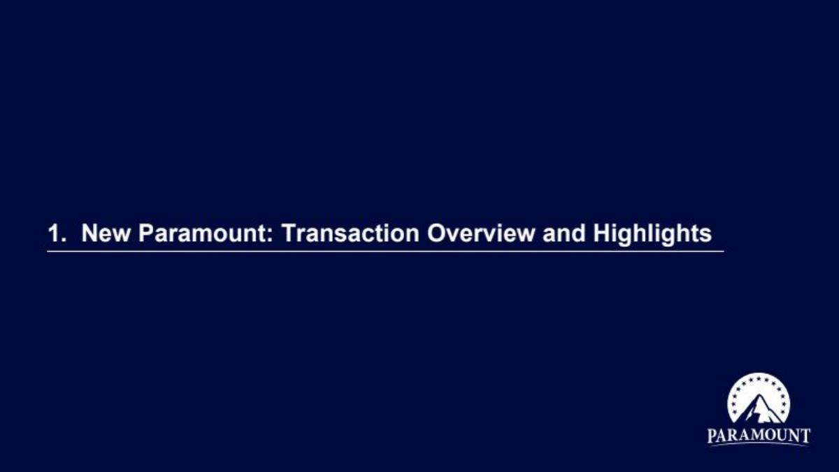 Skydance × Paramount Acquisition pitch deck slide 6 of 33