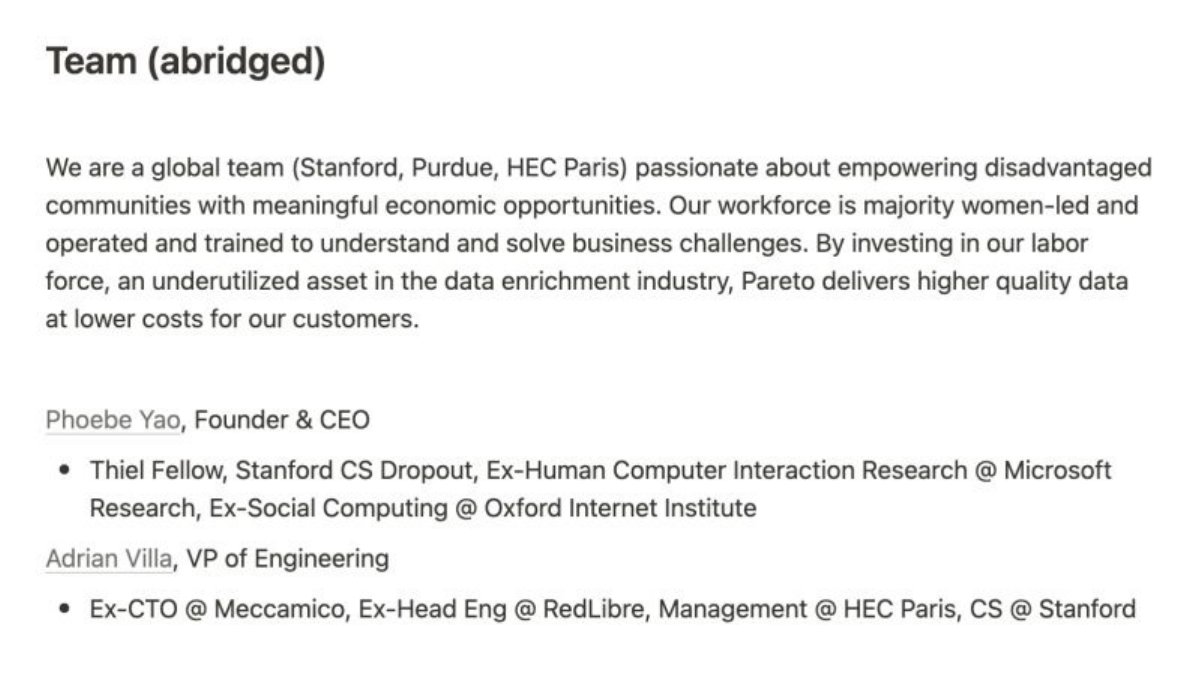 Pareto pitch deck Team slide 10