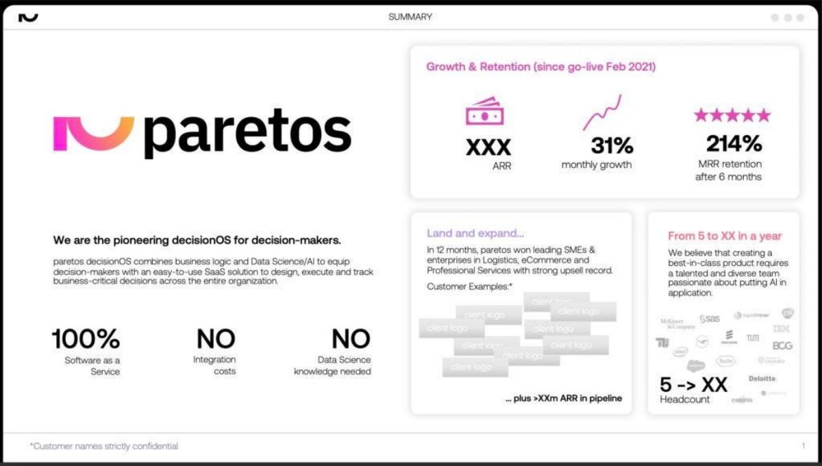 Paretos pitch deck slide 2 of 15