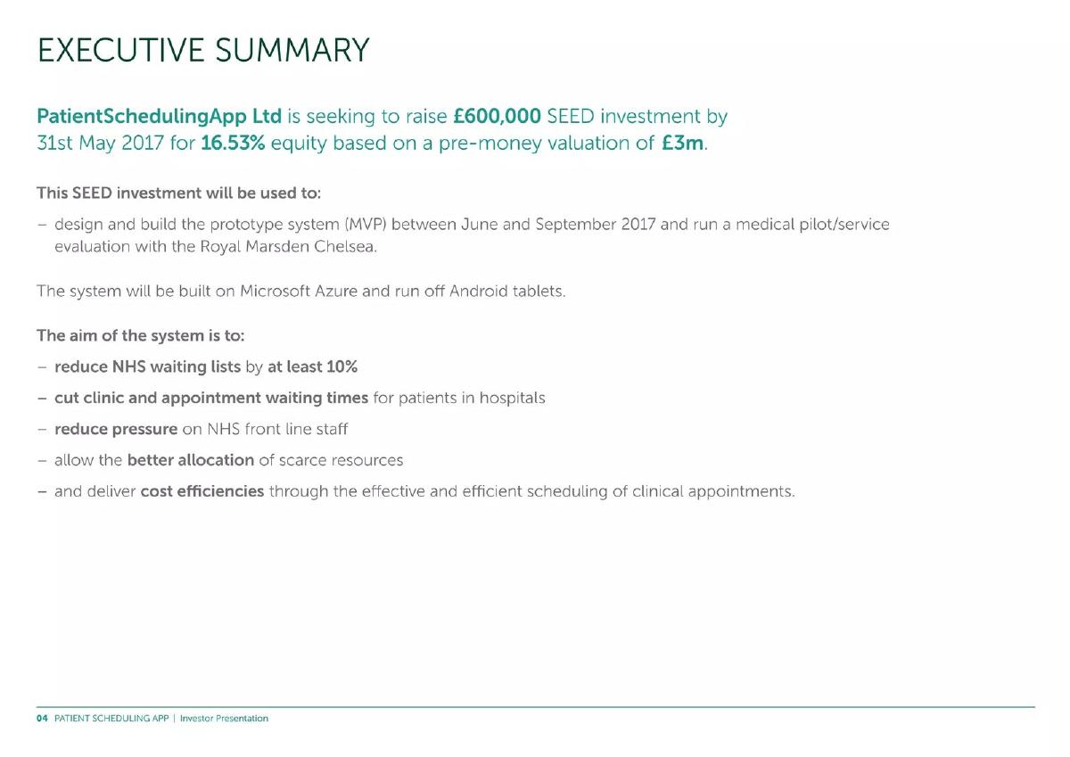 PatientSchedulingApp Ltd pitch deck slide 4 of 46