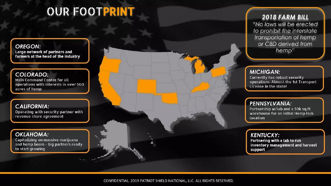 Patriot Shield pitch deck Footprint map slide slide 14