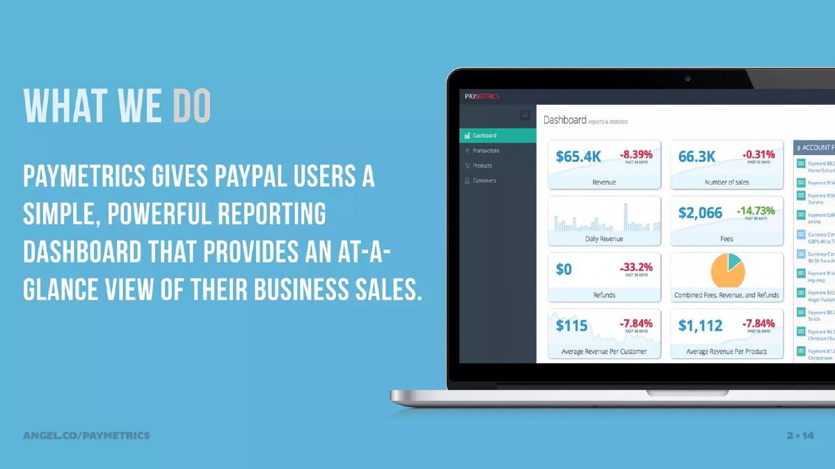 Paymetrics pitch deck slide 2 of 11