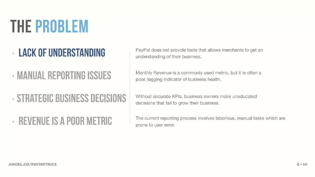 Paymetrics pitch deck slide 3 of 11