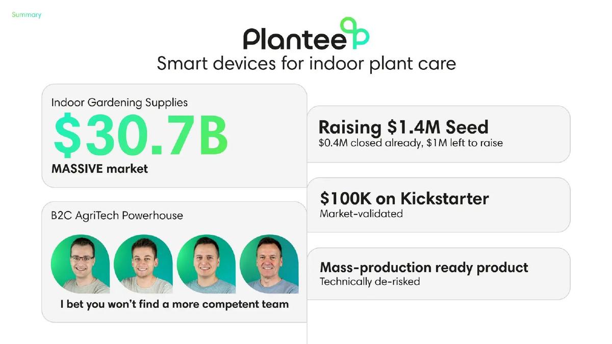 Plantee Innovations pitch deck slide 2 of 21