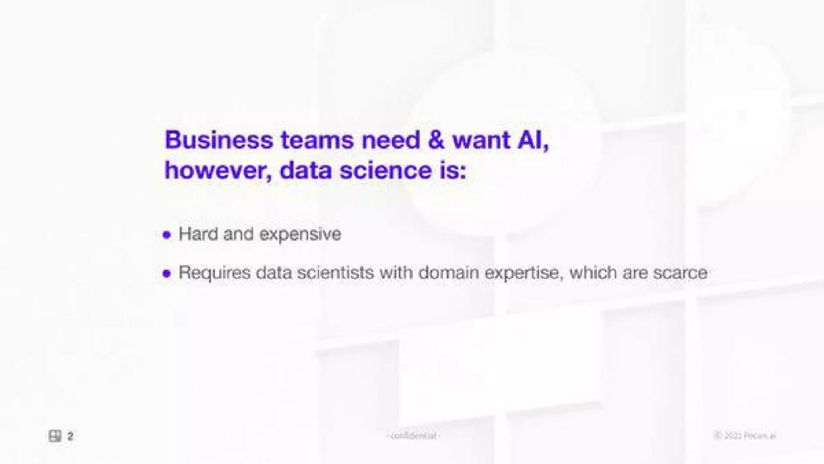 Pecan AI pitch deck slide 2 of 11