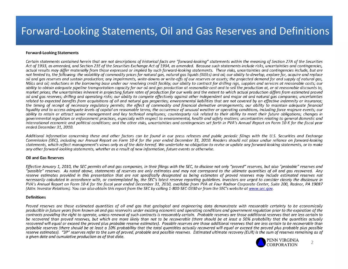 Penn Virginia Corporation pitch deck slide 2 of 26