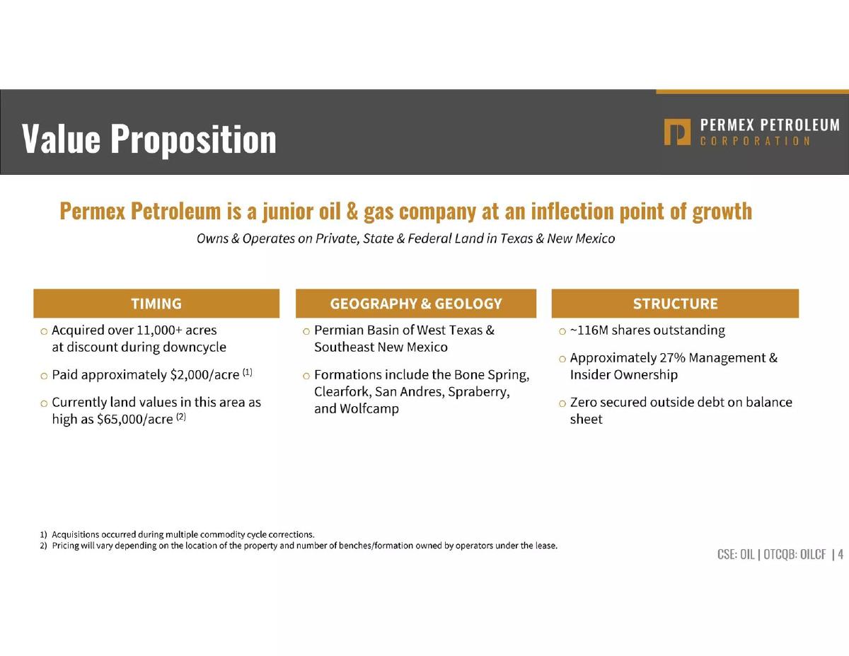 Permex Petroleum Corporation pitch deck slide 4 of 20