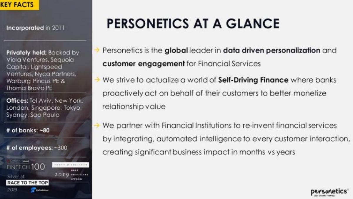 Personetics pitch deck slide 2 of 16