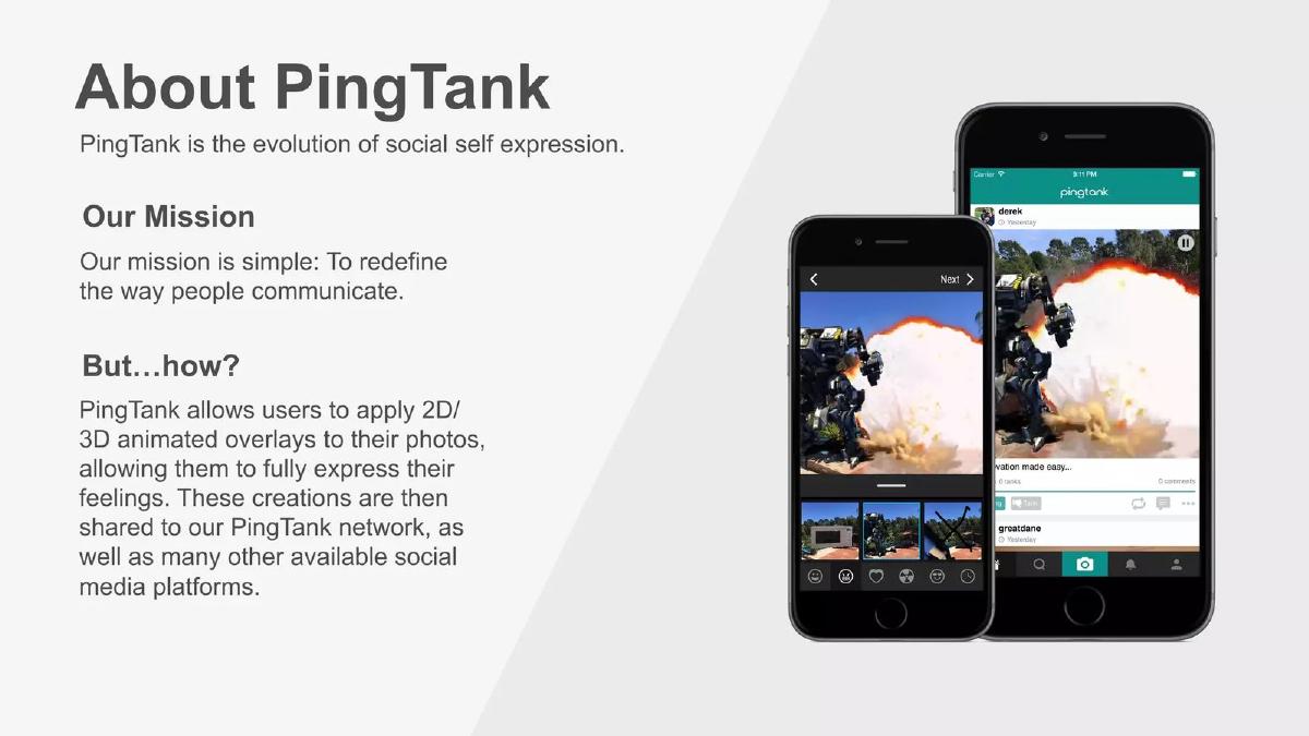 PingTank pitch deck slide 2 of 16