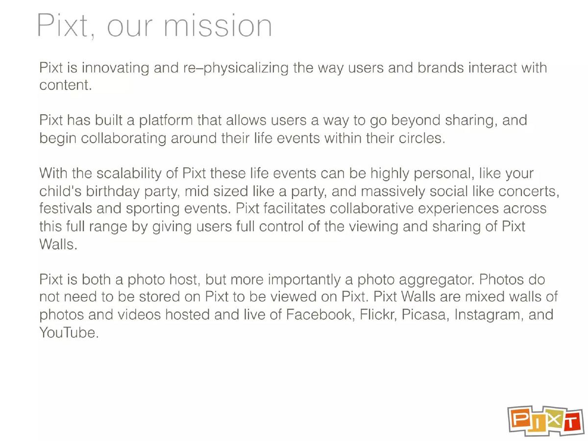 Pixt pitch deck slide 3 of 14