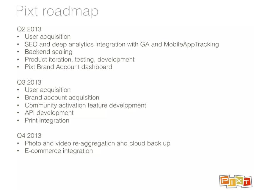 Pixt pitch deck roadmap slide 8