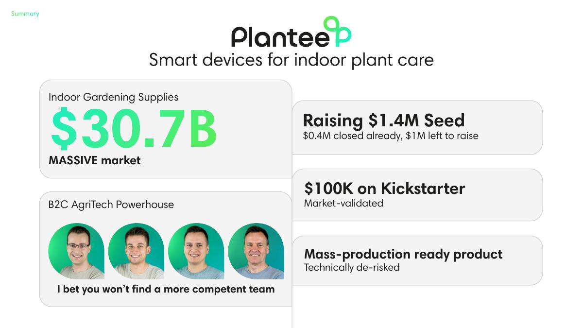 Plantee Innovations pitch deck slide 2 of 21