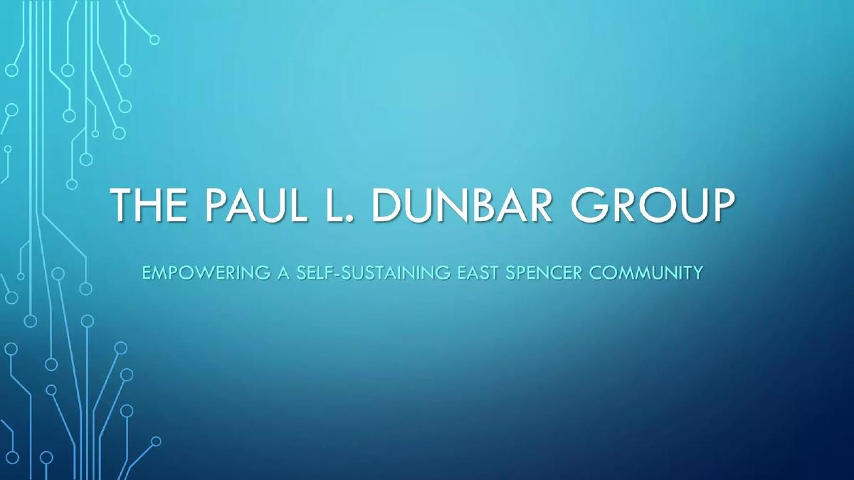 The Paul L. Dunbar Group (PLDG) pitch deck slide 1 of 20