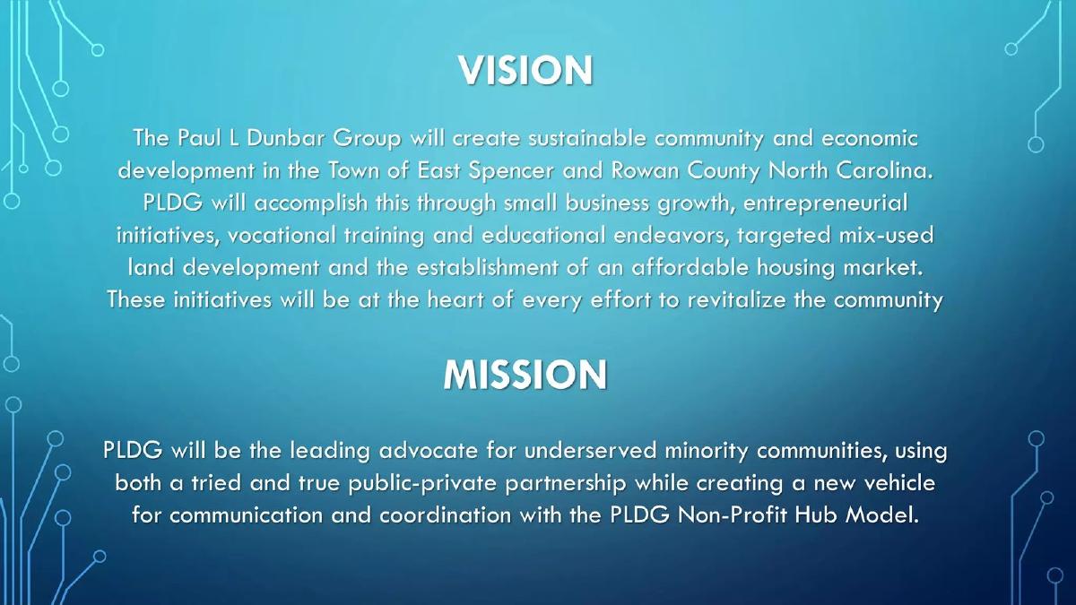 The Paul L. Dunbar Group (PLDG) pitch deck slide 2 of 20