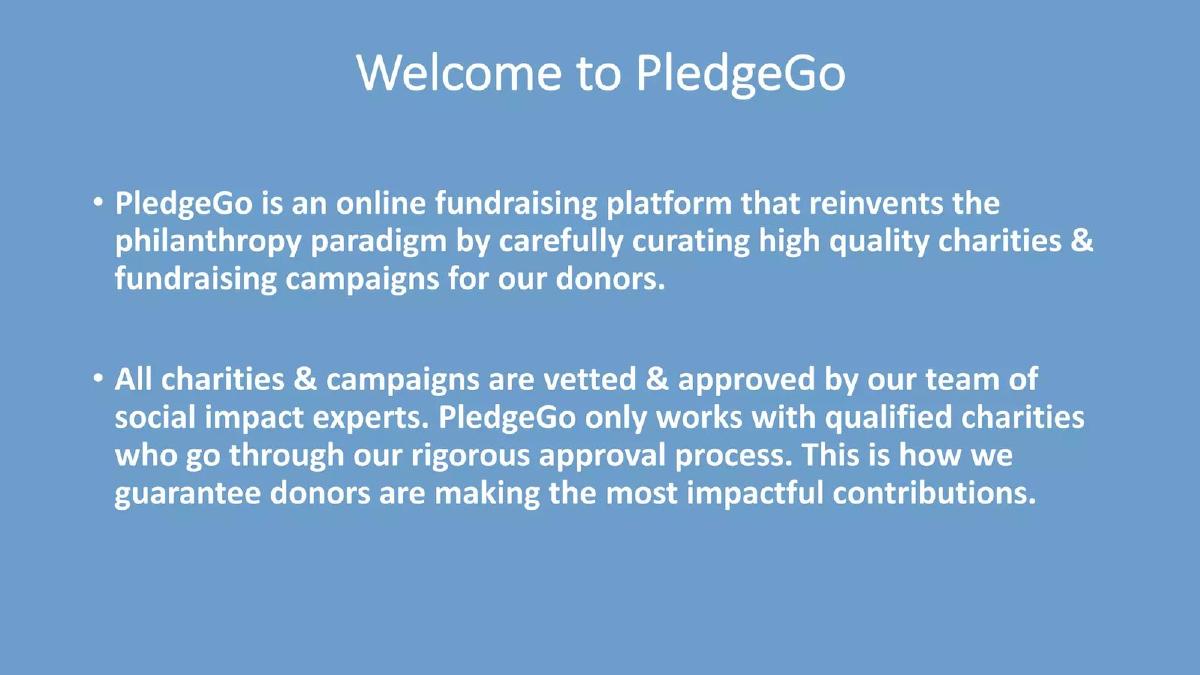 PledgeGo pitch deck slide 2 of 13