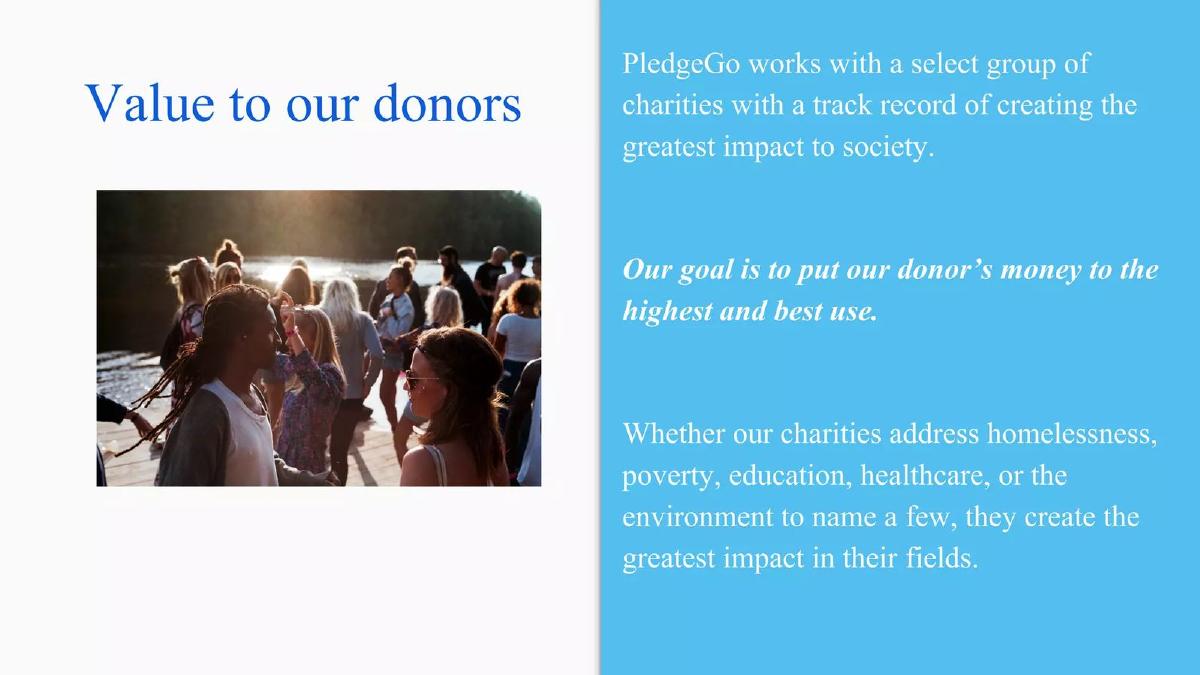 PledgeGo pitch deck slide 4 of 13