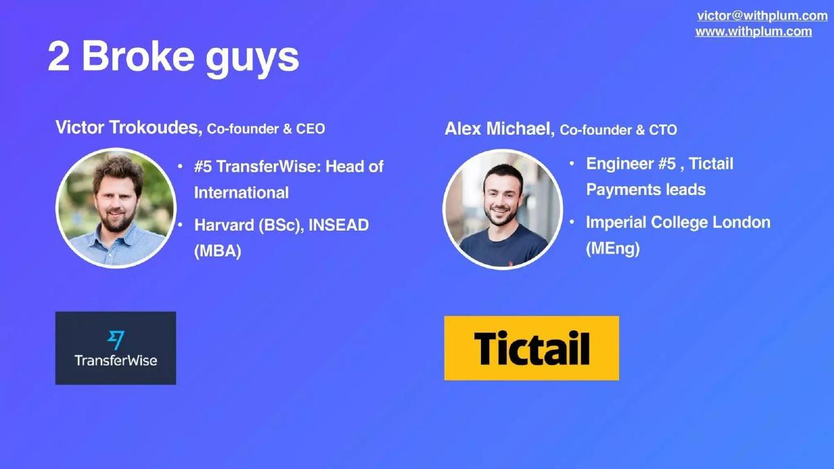 Plum Fintech pitch deck slide 2 of 9
