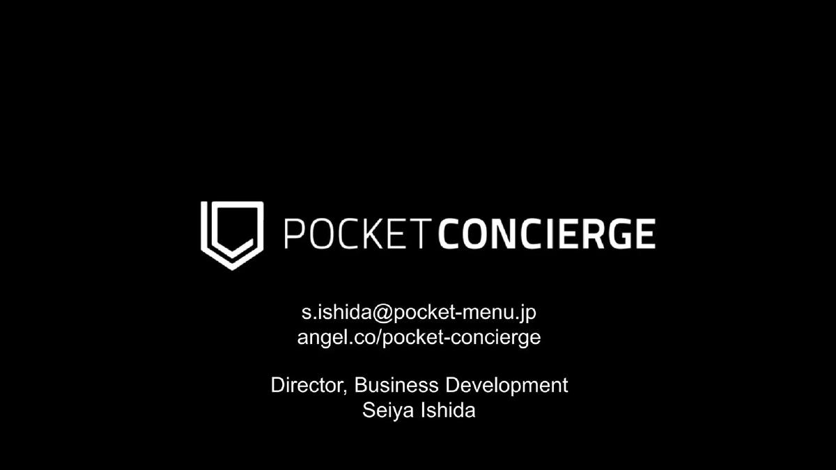 Pocket Concierge pitch deck slide 1 of 9