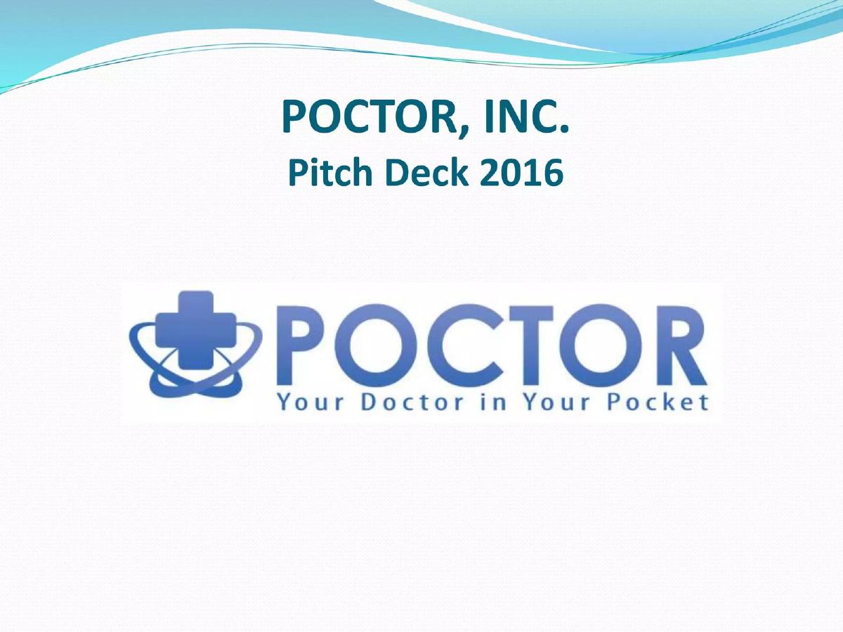 Poctor, Inc. pitch deck slide 1 of 14