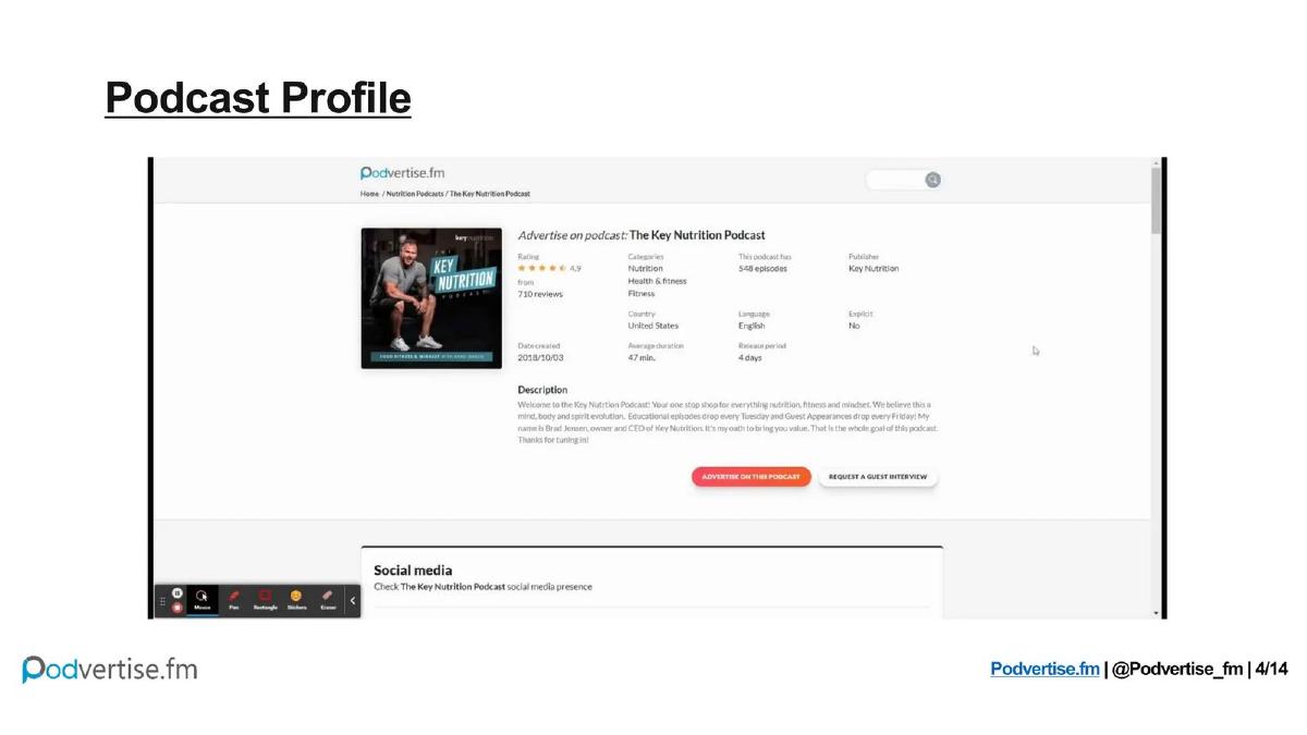 Podvertise.fm pitch deck slide 4 of 14