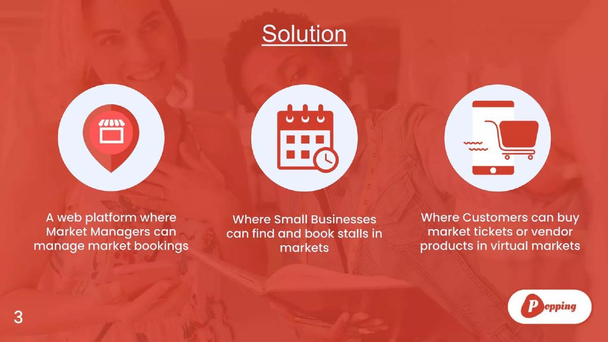 Popping pitch deck slide 3 of 14