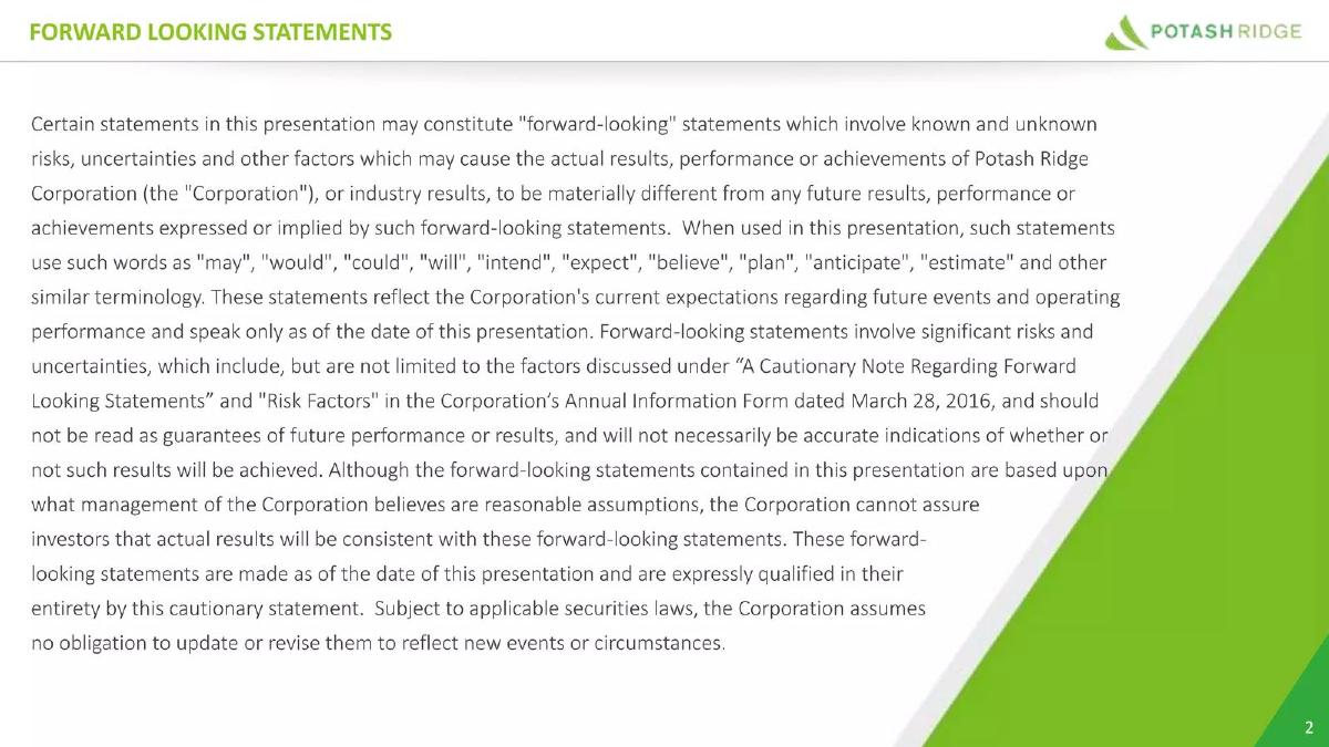 Potash Ridge pitch deck slide 2 of 26