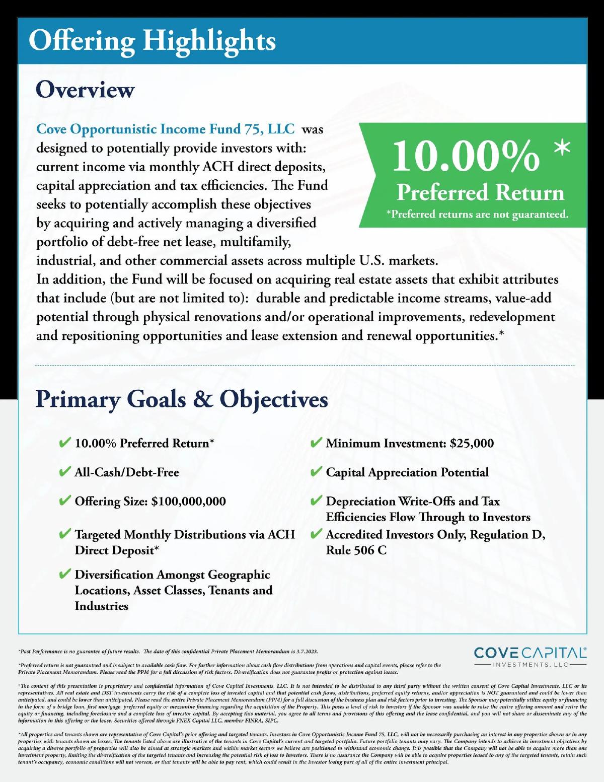 Cove Capital Investments, LLC pitch deck slide 5 of 32