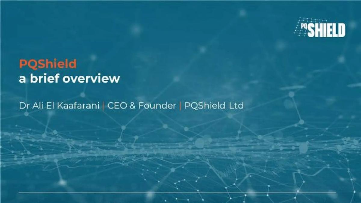 PQShield pitch deck slide 1 of 9