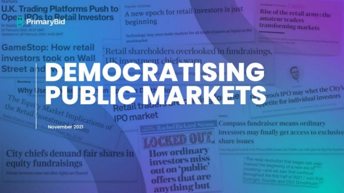 PrimaryBid pitch deck slide 1 of 13