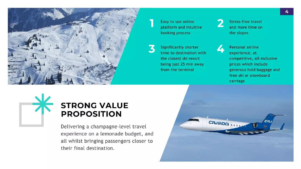 Private Airline pitch deck slide 4 of 9