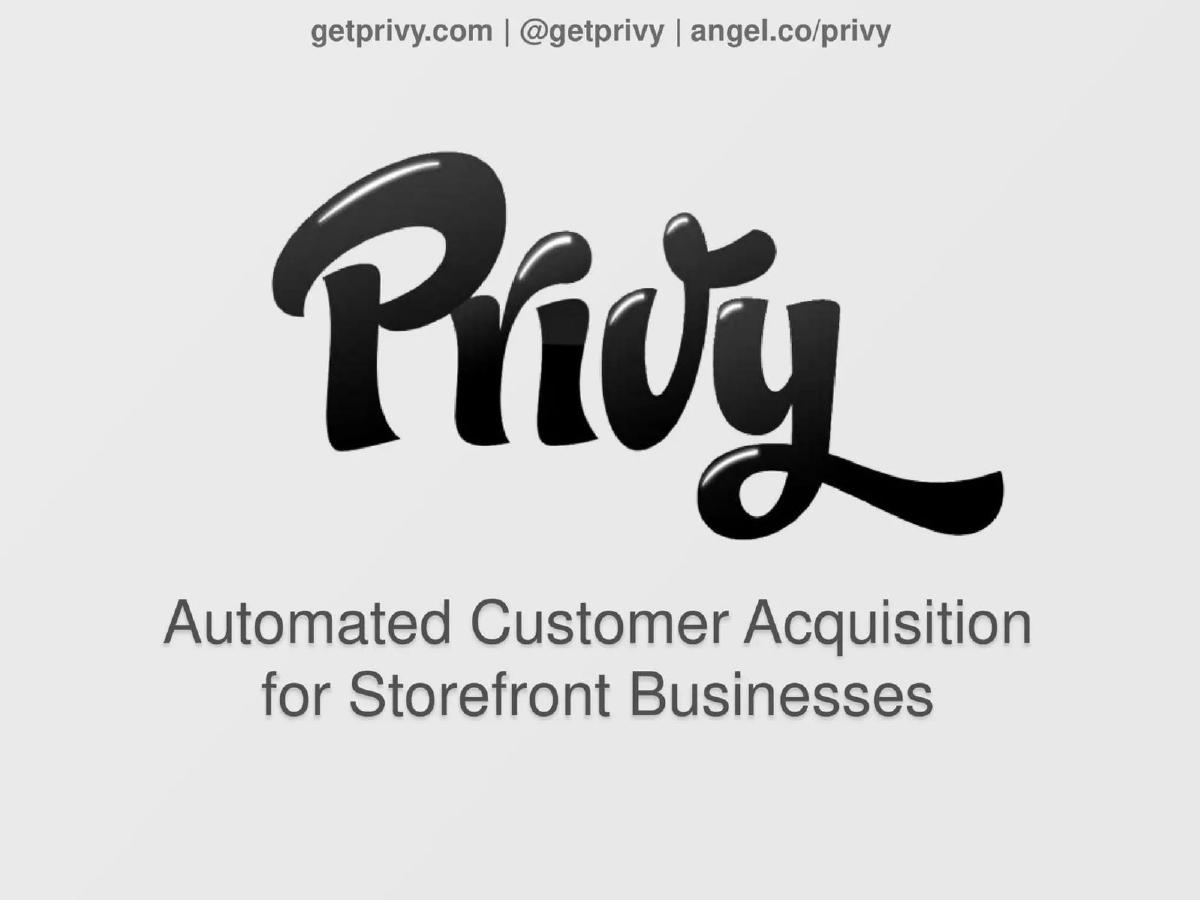 Privy pitch deck slide 1 of 13