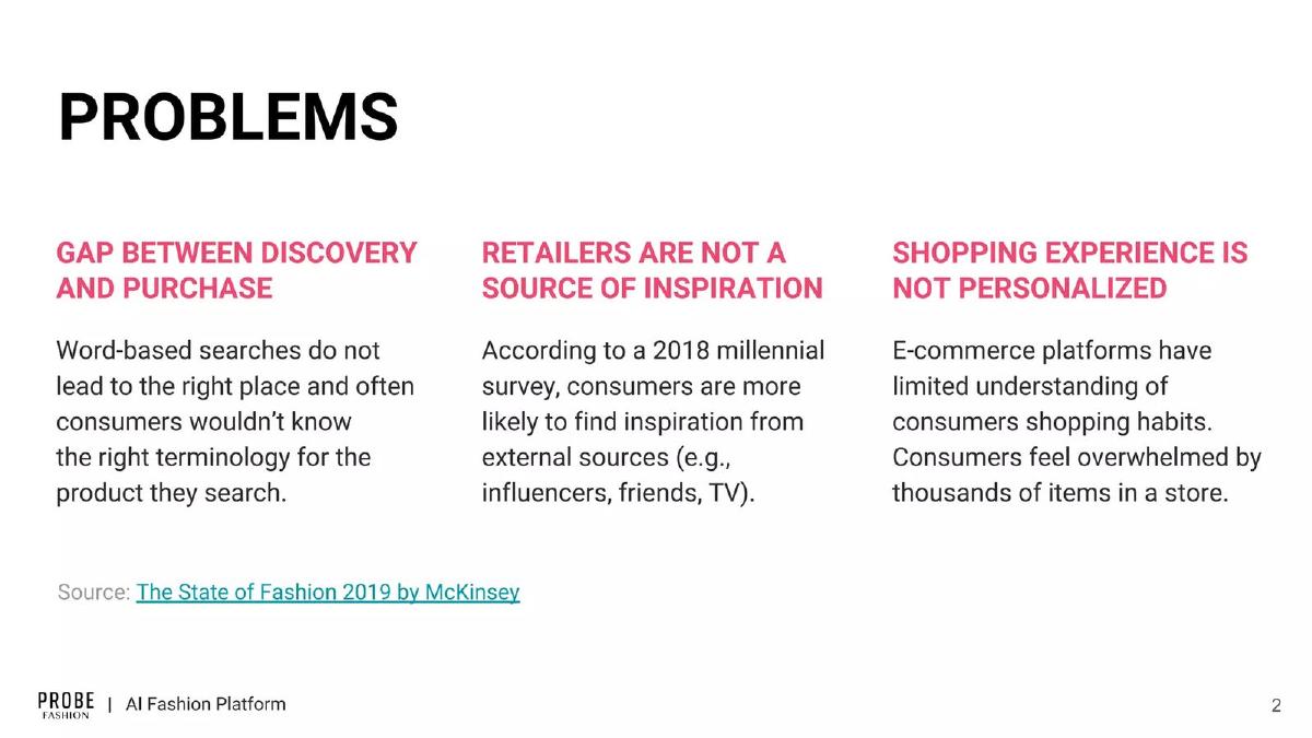 Probe Fashion pitch deck slide 2 of 17