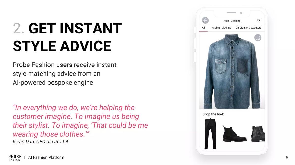 Probe Fashion pitch deck slide 5 of 17