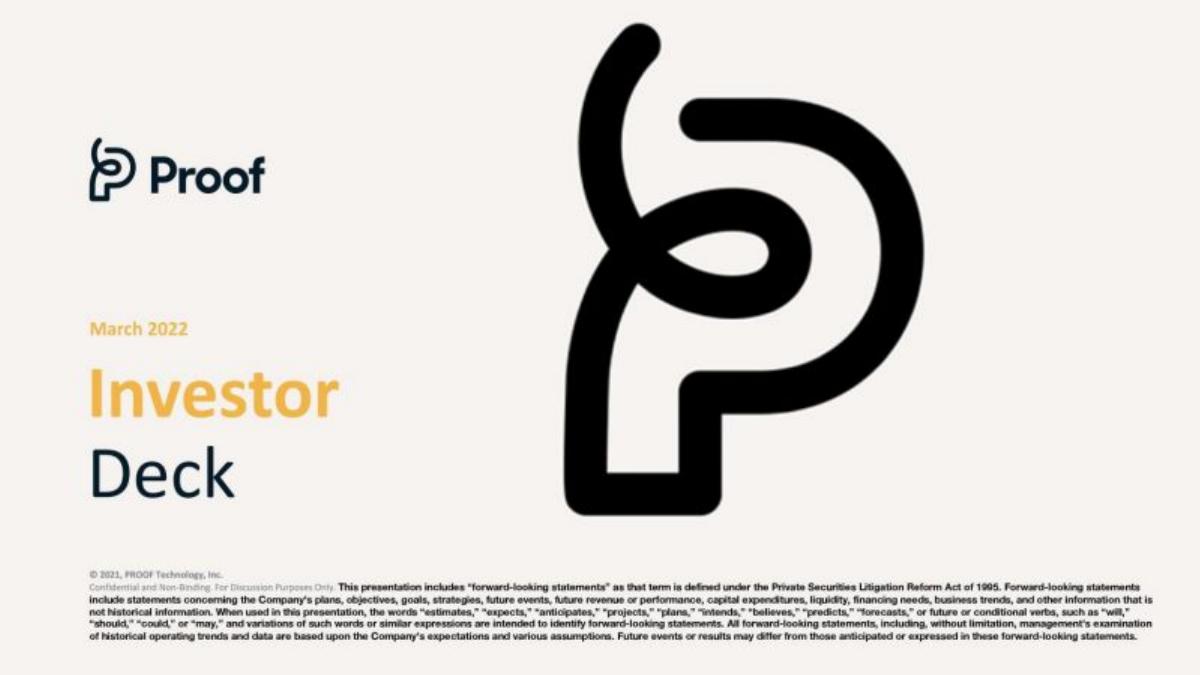 Proof Technology pitch deck slide 1 of 15