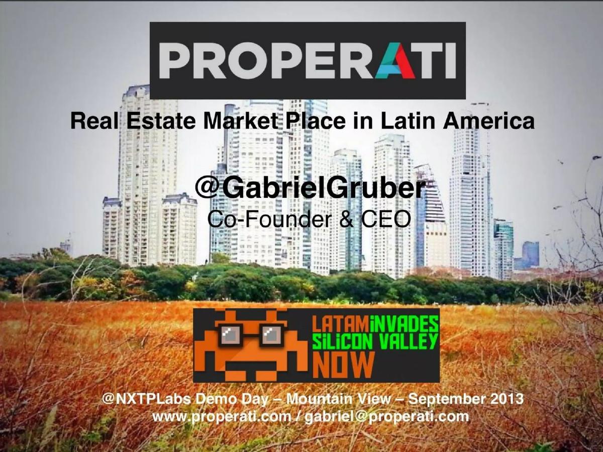 Properati pitch deck slide 1 of 12