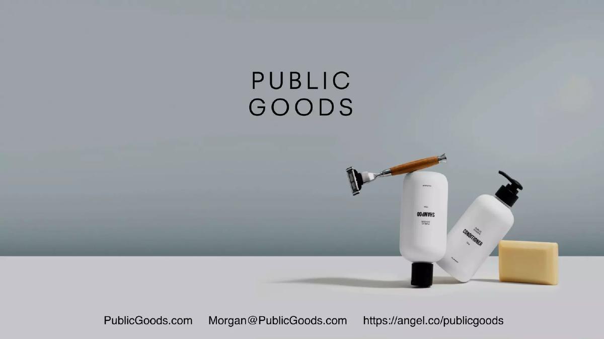 Public Goods pitch deck slide 1 of 14