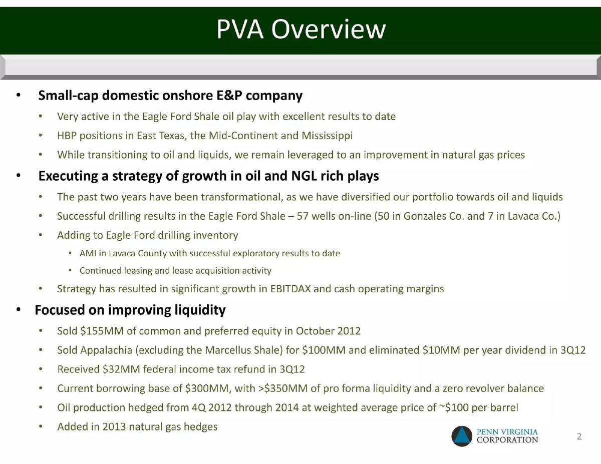 Penn Virginia Corporation (PVA) pitch deck slide 3 of 23