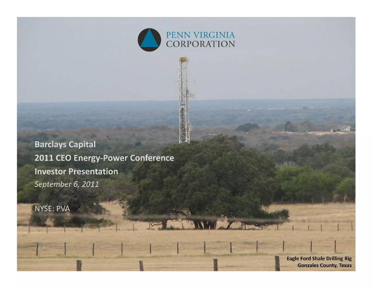Penn Virginia Corporation pitch deck slide 1 of 26