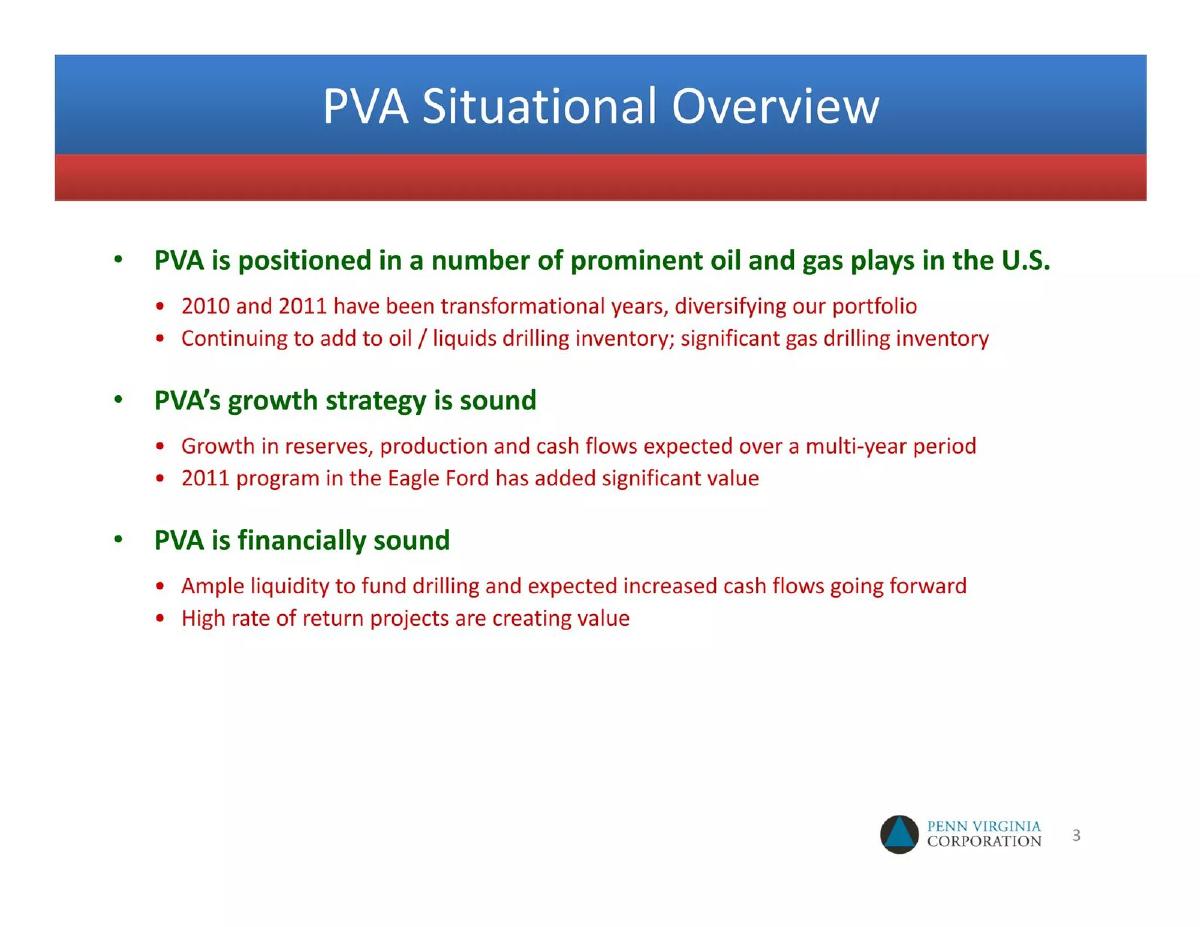 Penn Virginia Corporation pitch deck slide 3 of 26