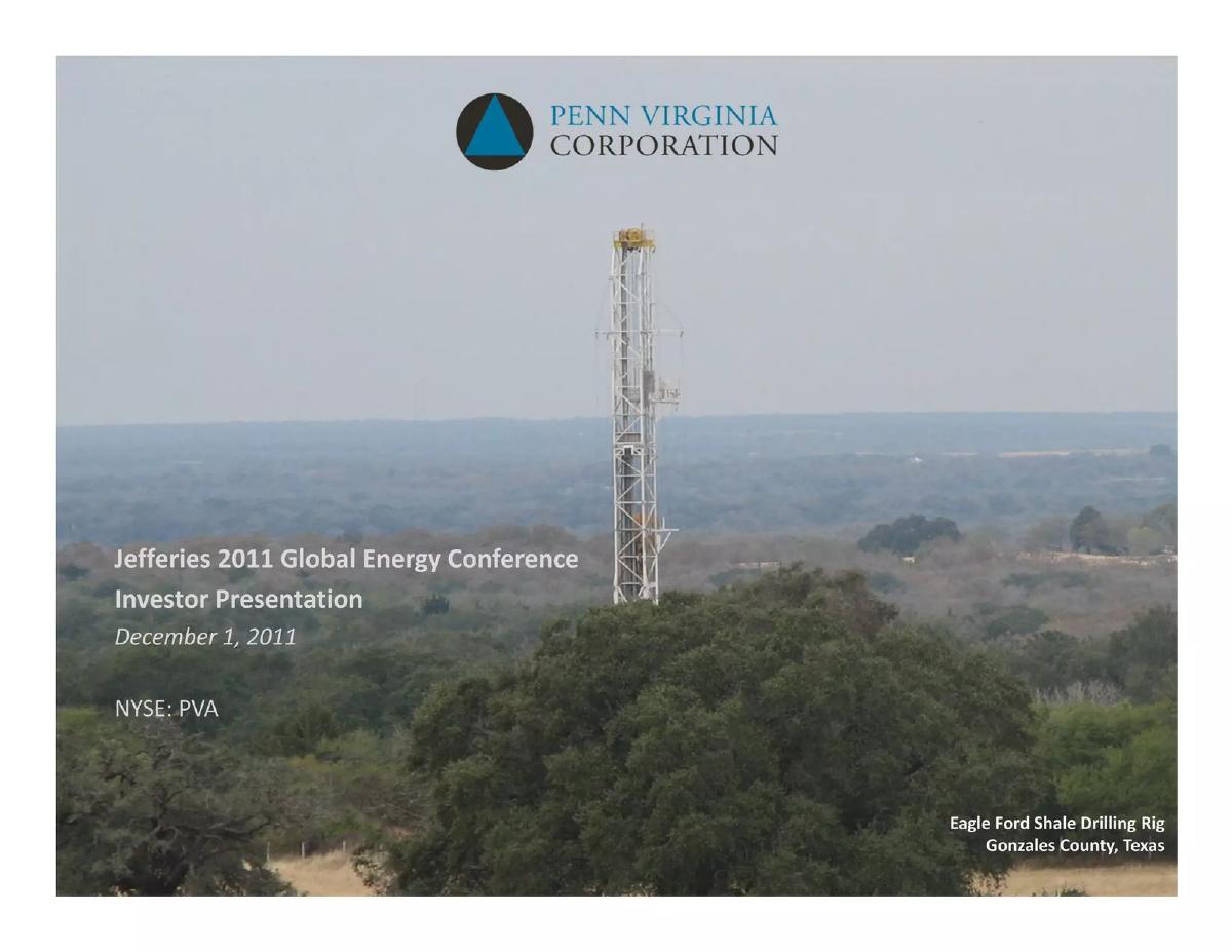Penn Virginia Corporation (PVA) pitch deck slide 1 of 28
