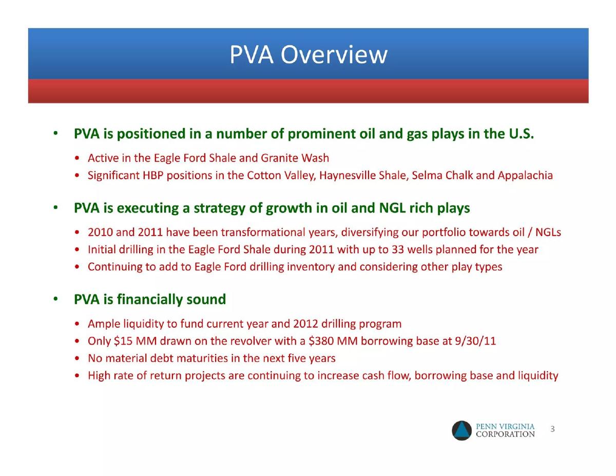Penn Virginia Corporation (PVA) pitch deck slide 3 of 28