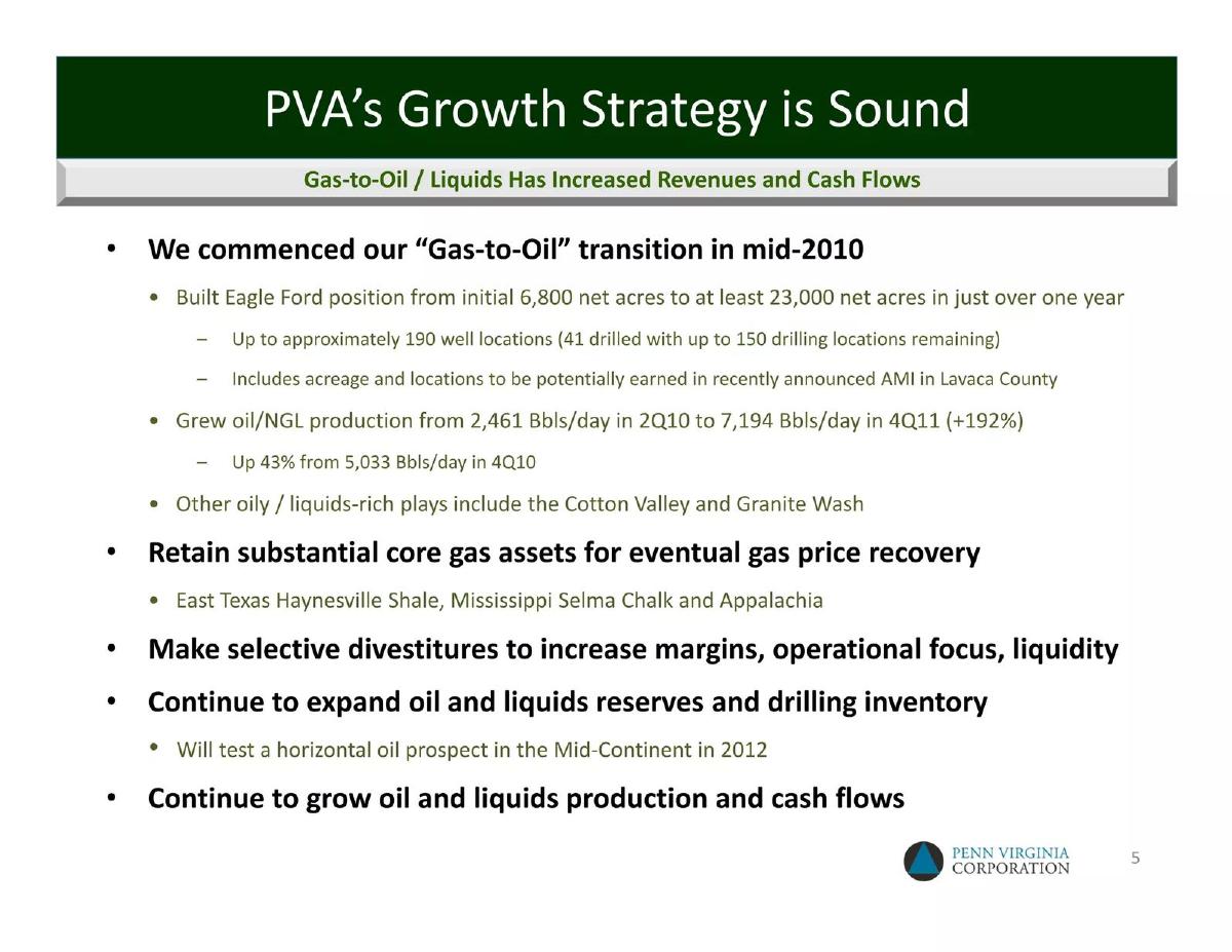 Penn Virginia Corporation (PVA) pitch deck slide 5 of 22