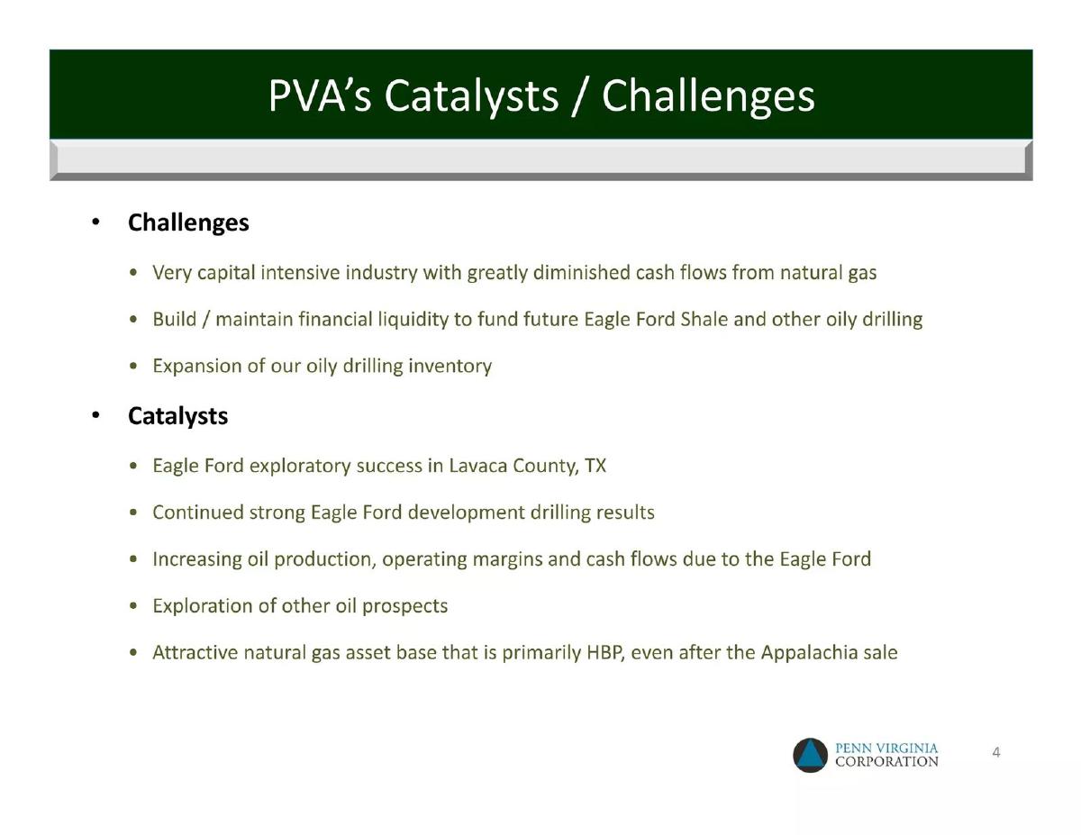 Penn Virginia Corporation (PVA) pitch deck slide 4 of 22